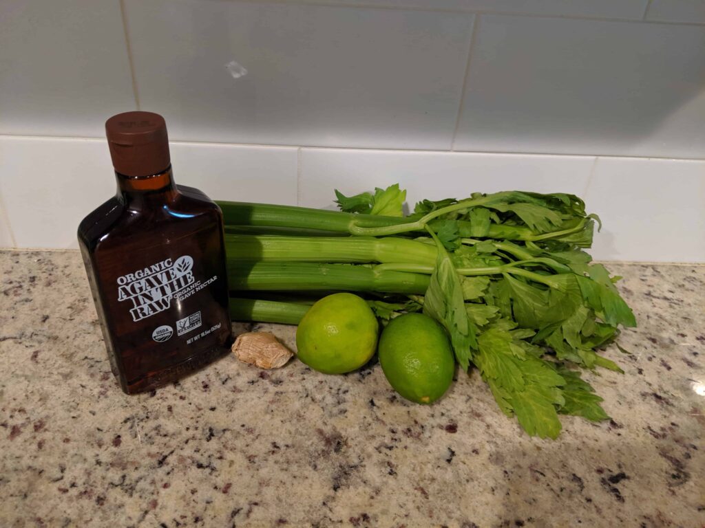 agave in the raw, limes, ginger, celery 