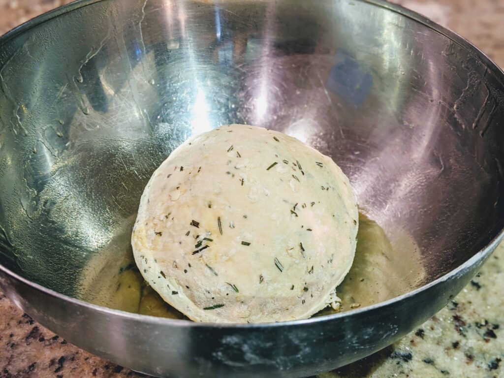 Rosemary Garlic Focaccia dough in a ball