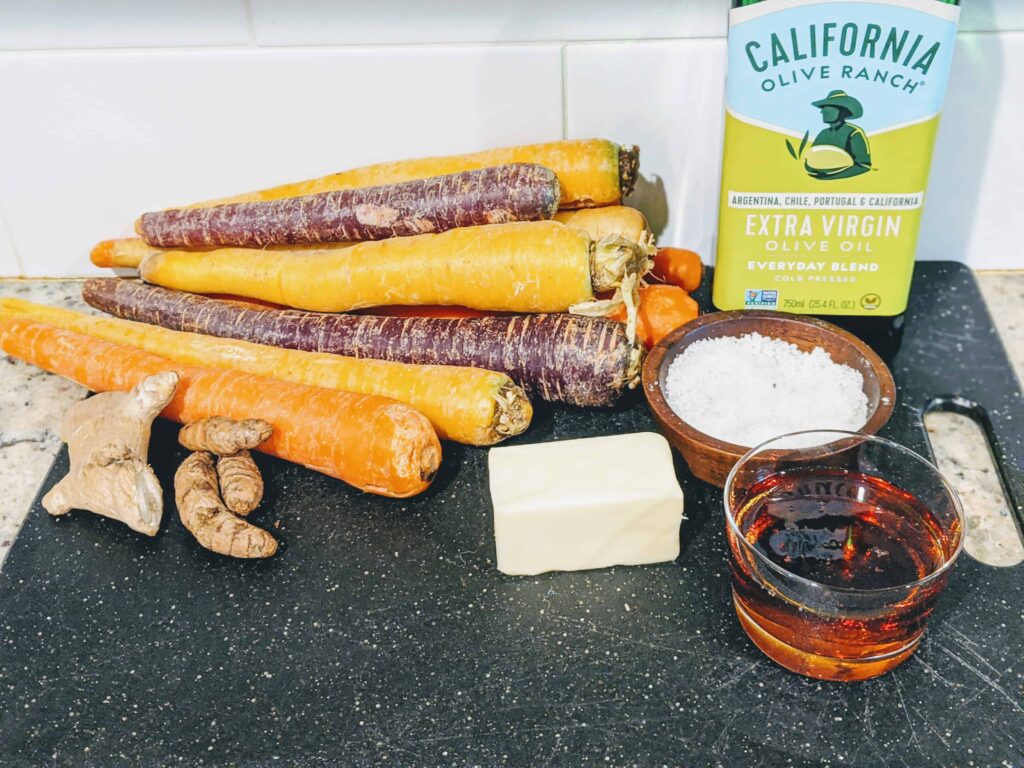 Rainbow Carrots with Ginger Maple Butter ingredients