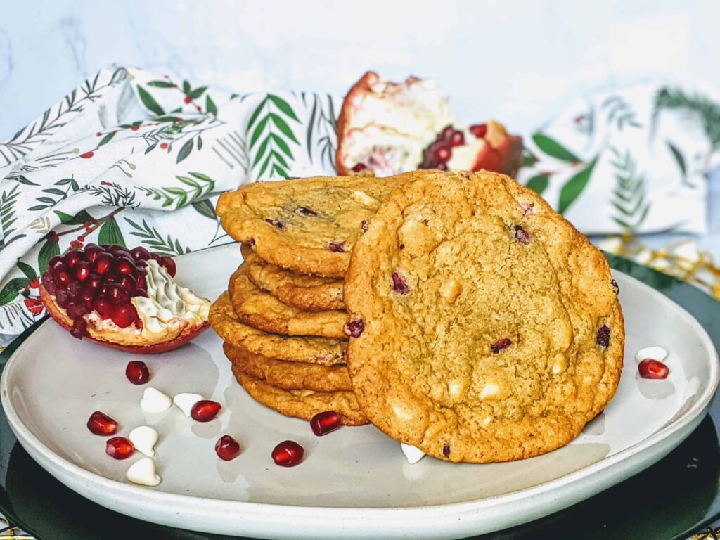 pomegranate and white chocolate chip cookies