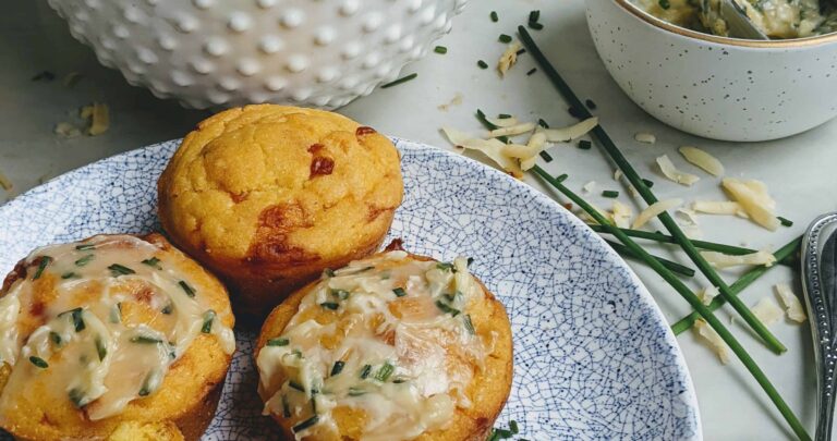 Pepper Jack Cornbread Muffins with Chive Honey Butter