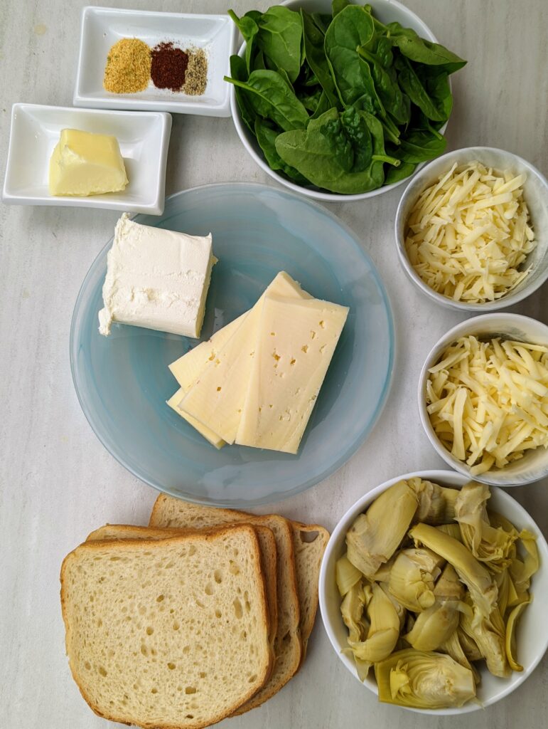 spinach and artichoke dip grilled cheese sandwich ingredients