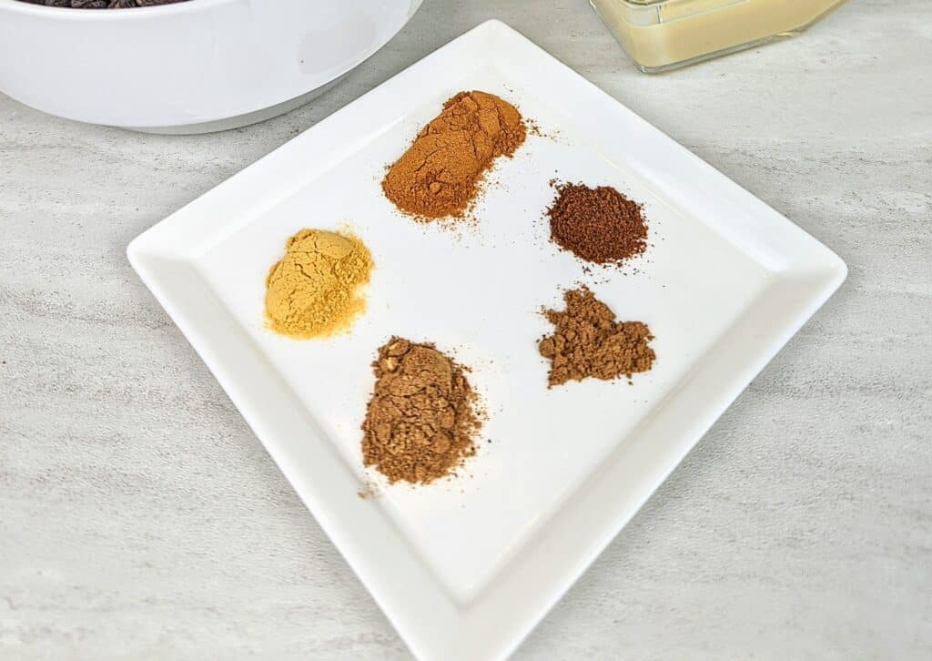 pumpkin spices for fudge on a white plate