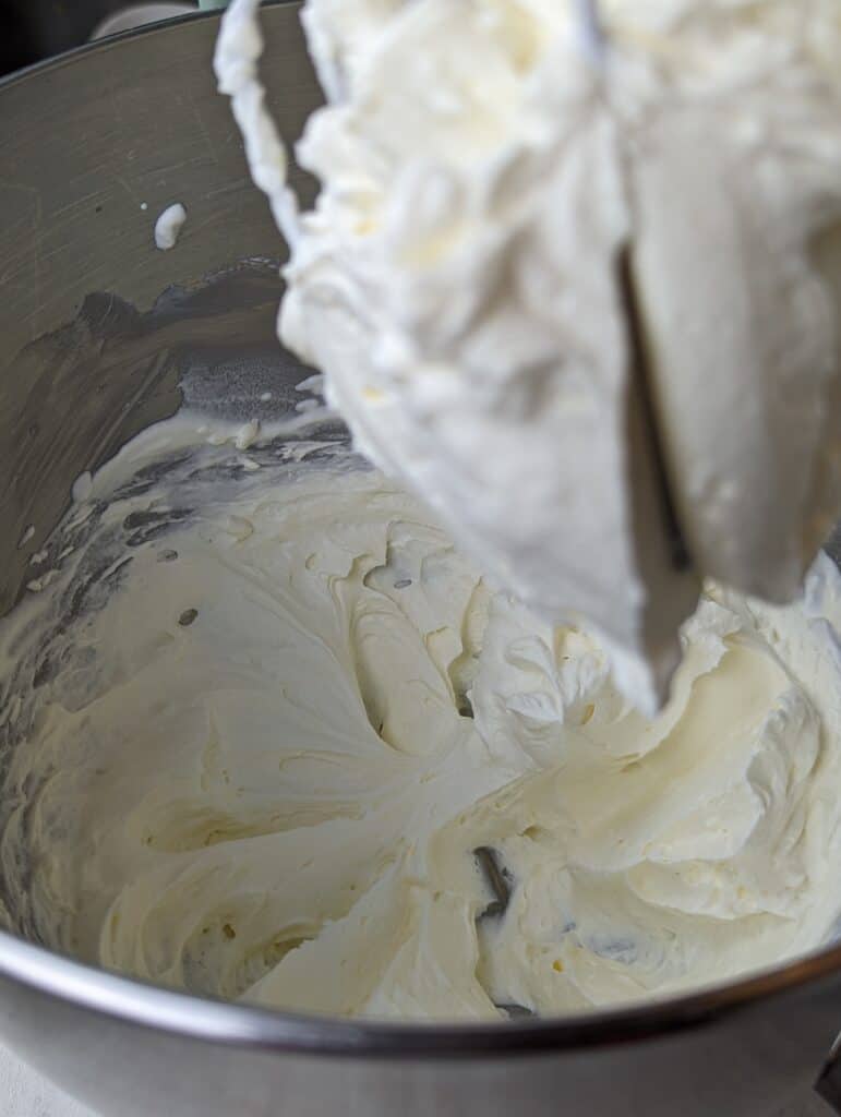 whipped mascarpone and cream in a bowl