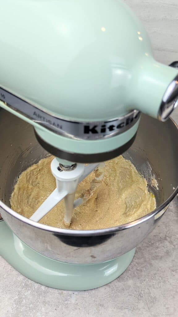 creamed butter and sugar in an electric mixer